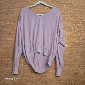 We The Free Free People South Side Thermal Waffle Knit Top dusty rose Size Mediu